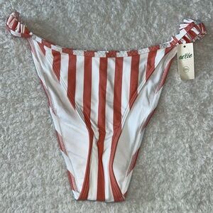 Aerie Cheekiest Bikini Bottoms Ruffled Stripes Medium NEW
